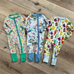 birdie bean Bamboo Zip Up Romper One Piece Bundle  0-3mo
